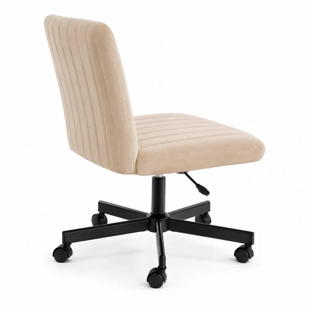 Chaise de bureau en velours avec roulettes, Beige