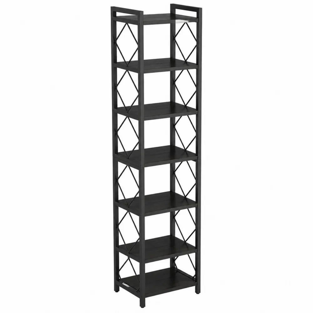 Étagère en métal 6 niveaux Noir 180x30x28 cm
