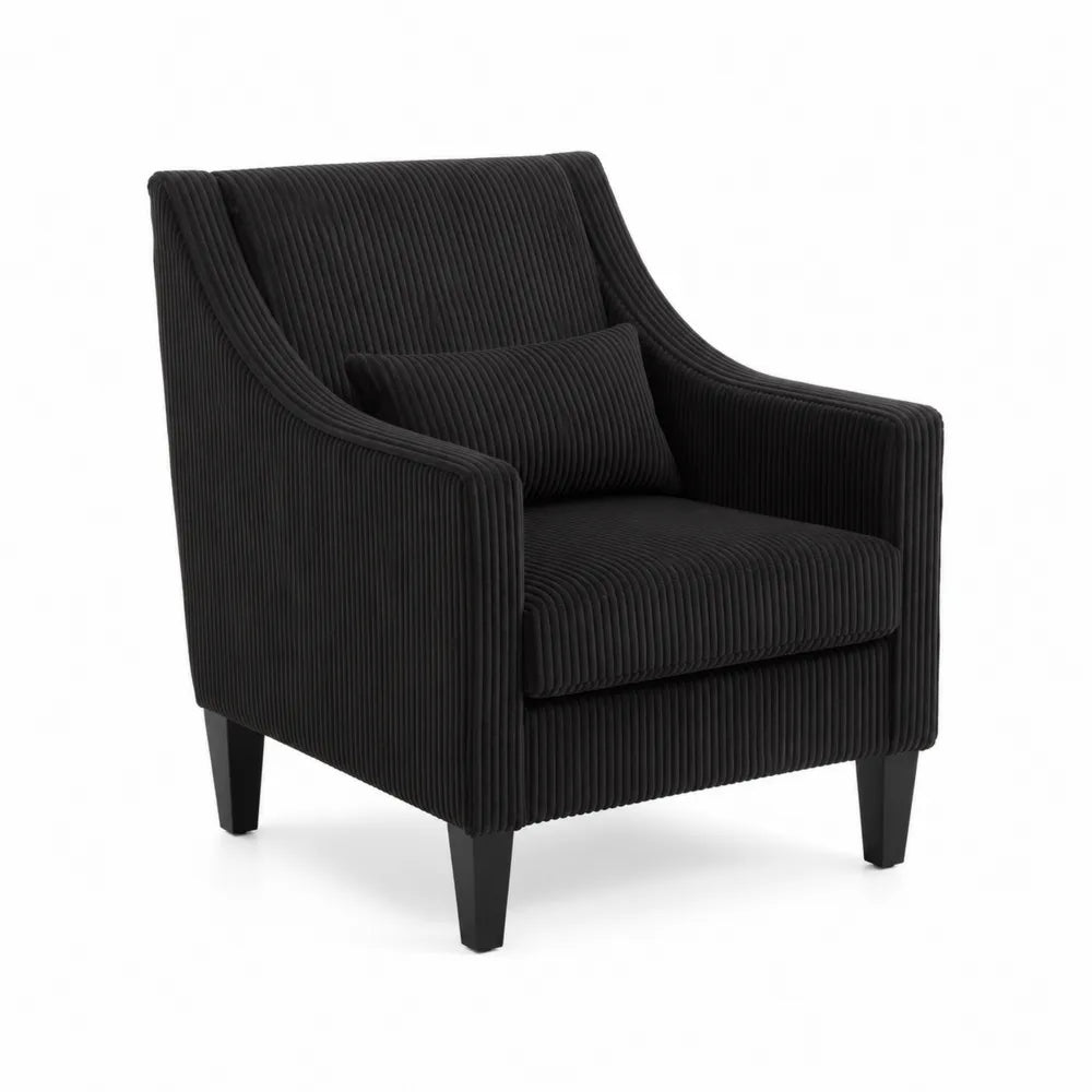 Fauteuil en tissu côtelé noir
