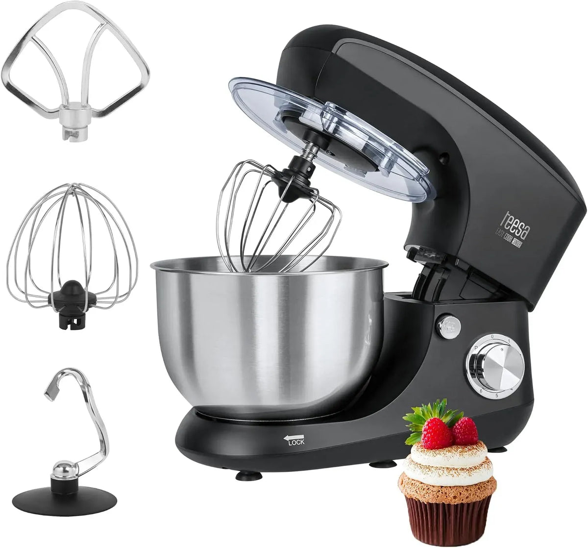 Blender, 1 L, TEESA TSA3545-B, acier inoxydable, noir