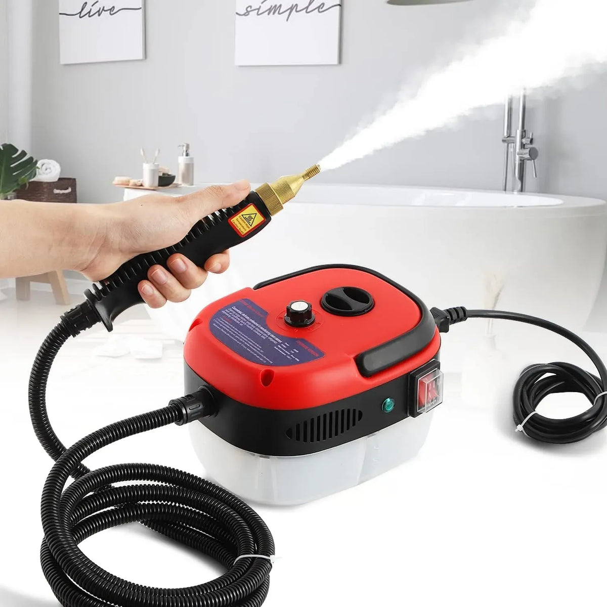 Nettoyeur vapeur, 1 L, 2500 W, 220 V, portable, usage sur sols, cuisine, voiture, vitres et canapé, 1L Grande Capacité, Échauffement de 30″