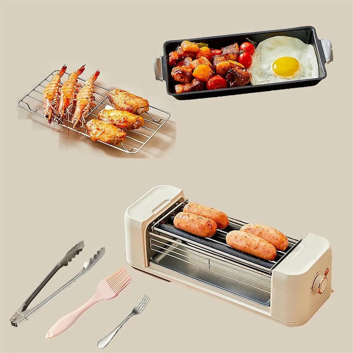 Radiateur électrique, 500 W, gril, revêtement antiadhésif