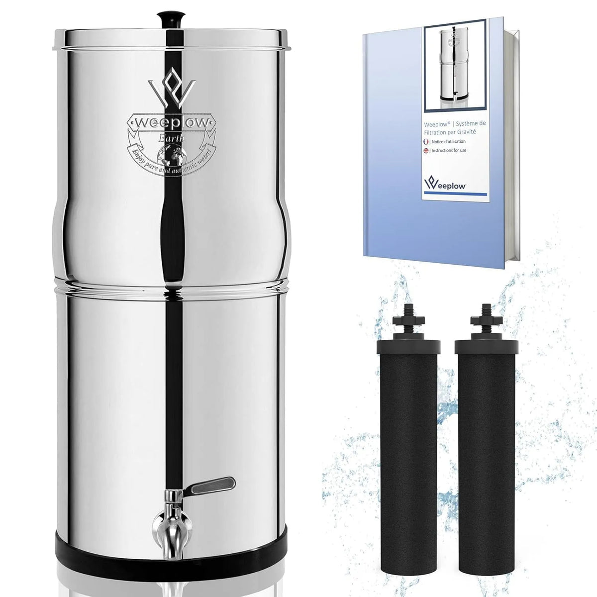 AISI 304 Inox, Weeplow Earth ECO Système Filtration d'Eau par Gravité 8, 8.5 L