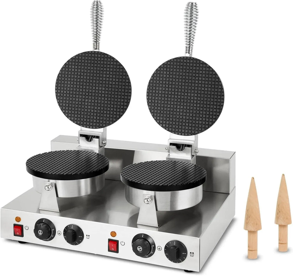 Waffle Maker, gaufrier électrique, 2000 W, 0 à 300 °C, minuteur, professionnel, fonte, acier inoxydable, 48 Pièces, VERTES