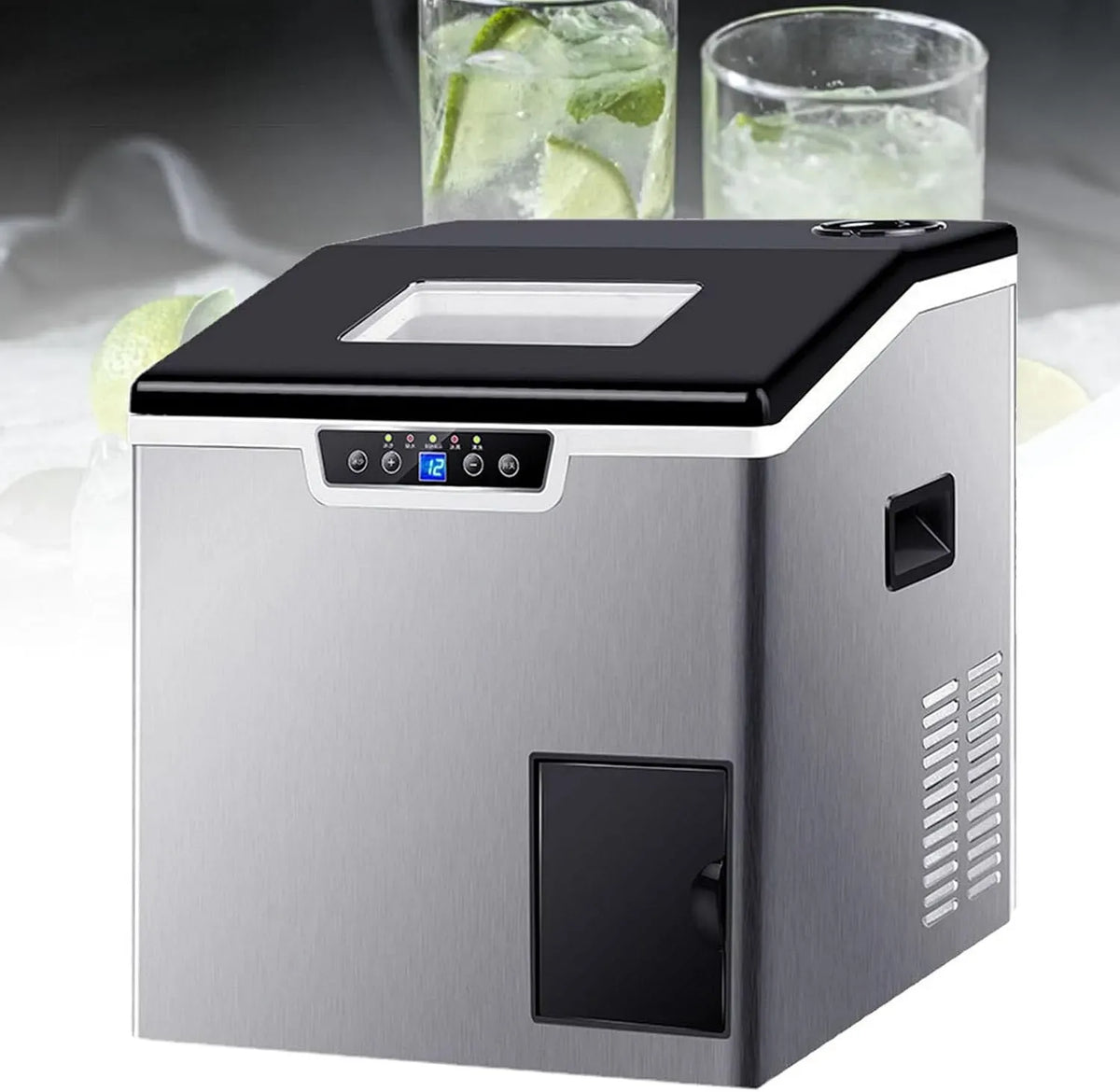 Machine à glaçons, 1,8 L, grand réservoir, professionnel, Le Bureau et Les Bars, capacité 40 kg, 3 Tailles de glaçons Disponibles
