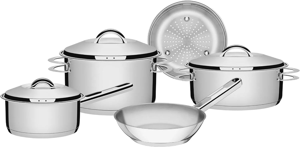 Batterie, batterie de casseroles et poêles, acier inoxydable, 5 Pièces, Cuisine Solar en Acier Inoxydable Tripl