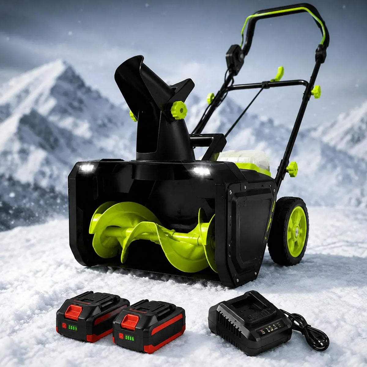 4.0Ah 2Batteries Chargeur, machine de déneigement, 40 V, 7,6 m, pour allées et trottoirs