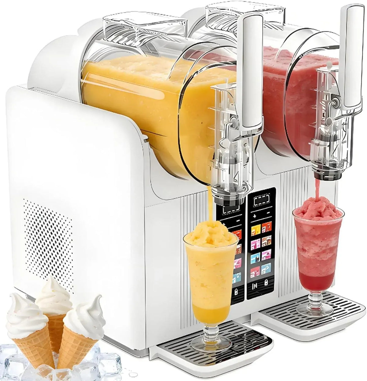 Machine à granita, machine à granité, 2 L, 7 programmes, grand réservoir, restaurant, blanc, pour la maison