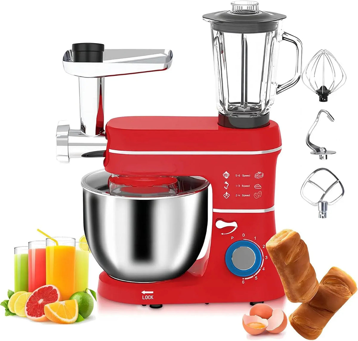 Blender, 10 L, 1400 W, professionnel, rouge, Robot Cuisine Multifonction 10L, Robot Cuisine 1400W