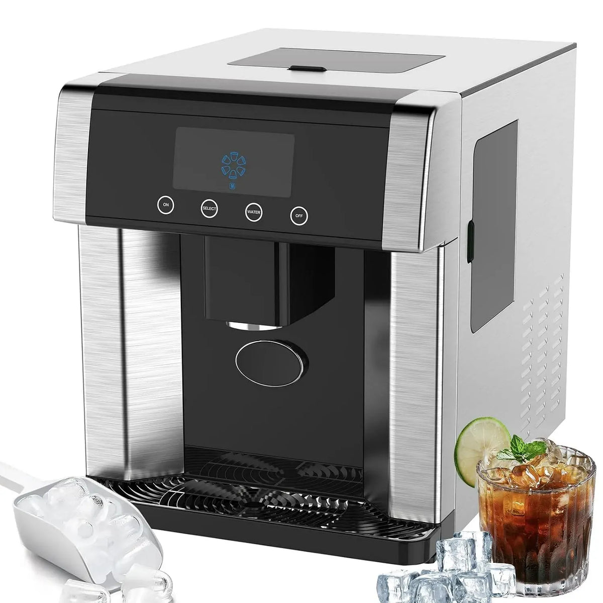 Machine à glaçons 15kg/24h, tactile, écran LCD, 3 Tailles de Glaçons