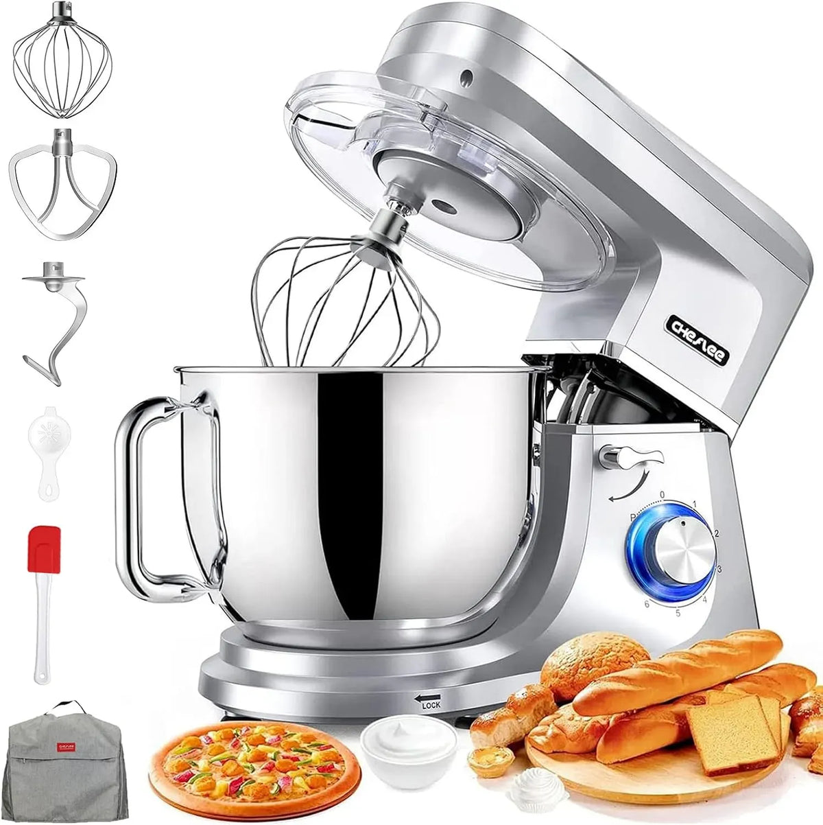 Robot de cuisine, 8 L, 2000 W, CHeflee, acier inoxydable