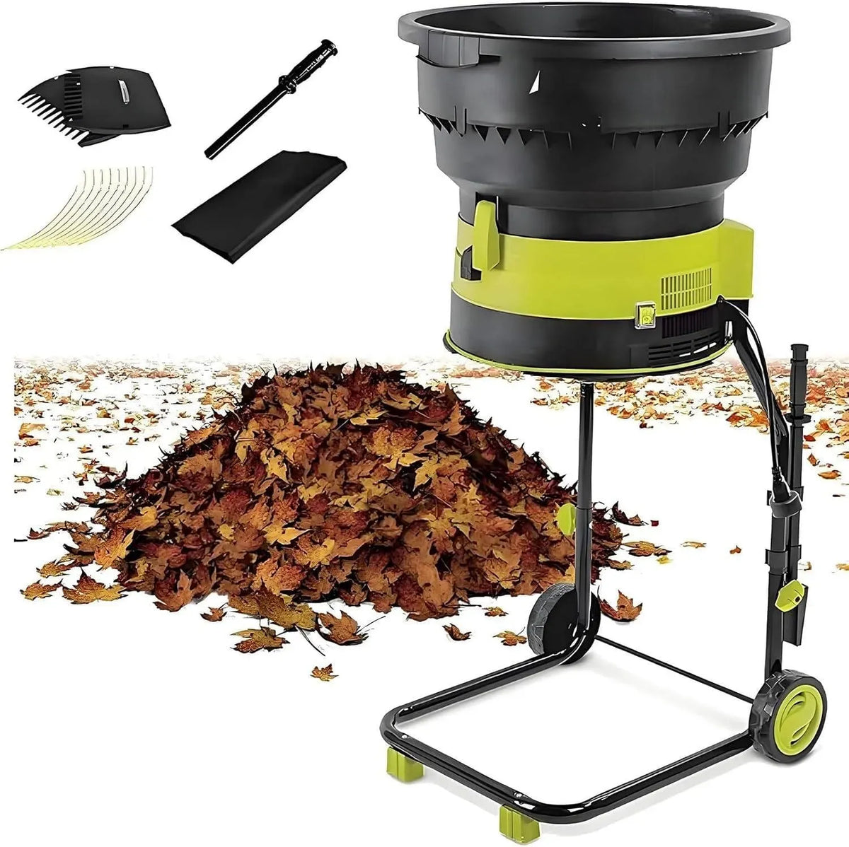 Broyeur Branches électrique, Composteur, pour Outil Nettoyage Jardin, Broyeur Feuilles électrique 2500 W avec Roues, 8000 TR/Min, Sac Rangement Inclus