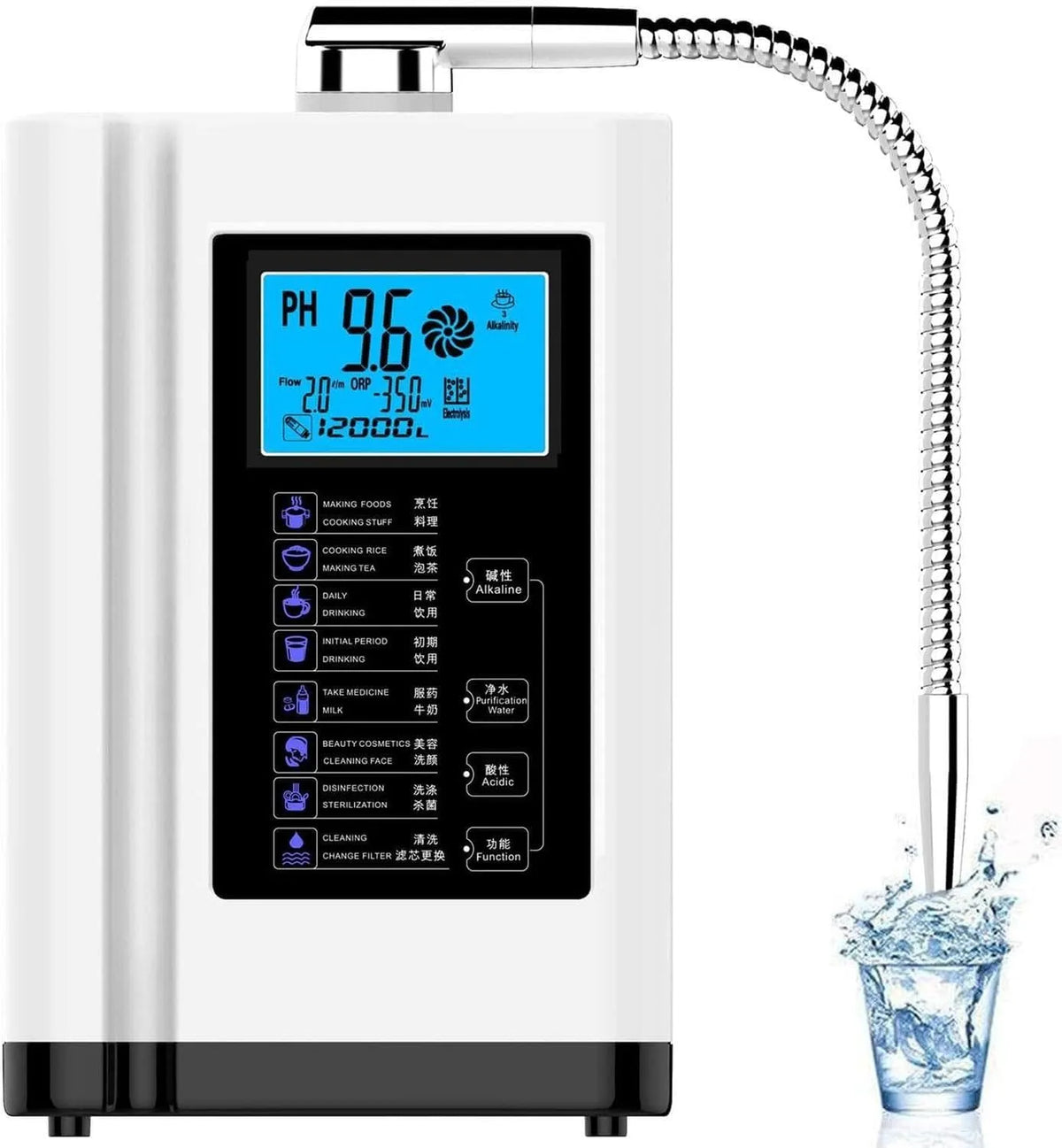 générateur, blanc, Ioniseur d'eau alcaline, pH 3,5-10,5
