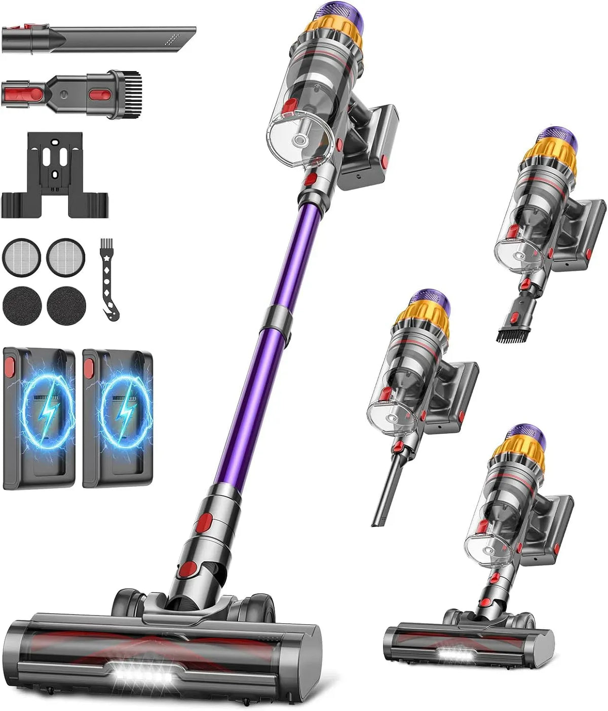Aspirateur 150Min/55KPA/600W, 600 W, installation murale, Écran LED