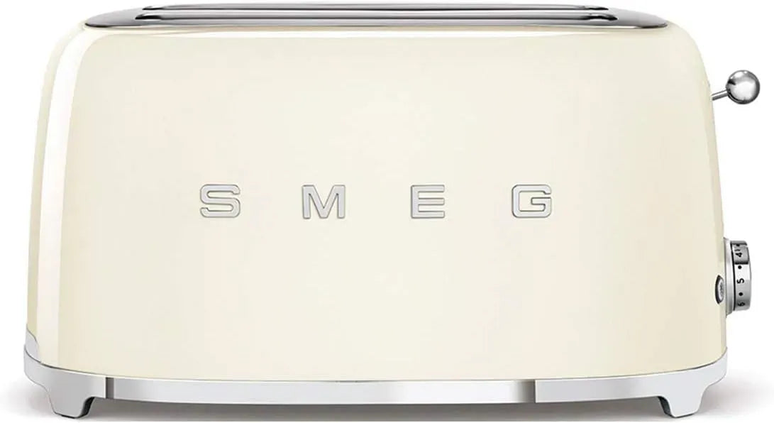 Smeg TSF02CREU Radiateur électrique, 1500 W, gril, décongélation, Grille-pain 4 Tranches, 2 Fentes 36 mm, 6 Niveaux de Brunissage