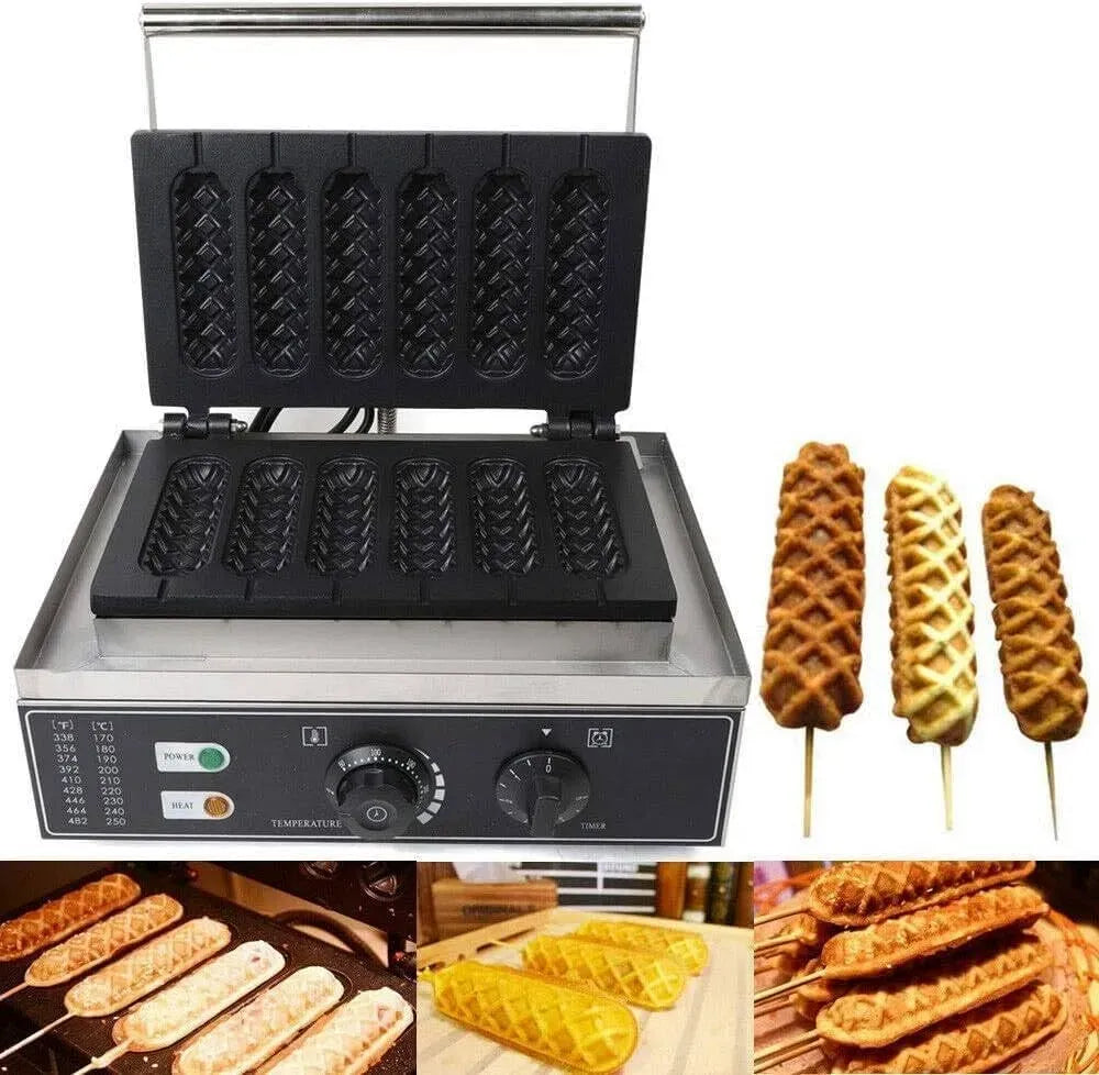 6PCS Machine à Hot-dog, Maker, gaufrier électrique, 1550 W, professionnel, pour Hot Dog Gaufres Croustillant