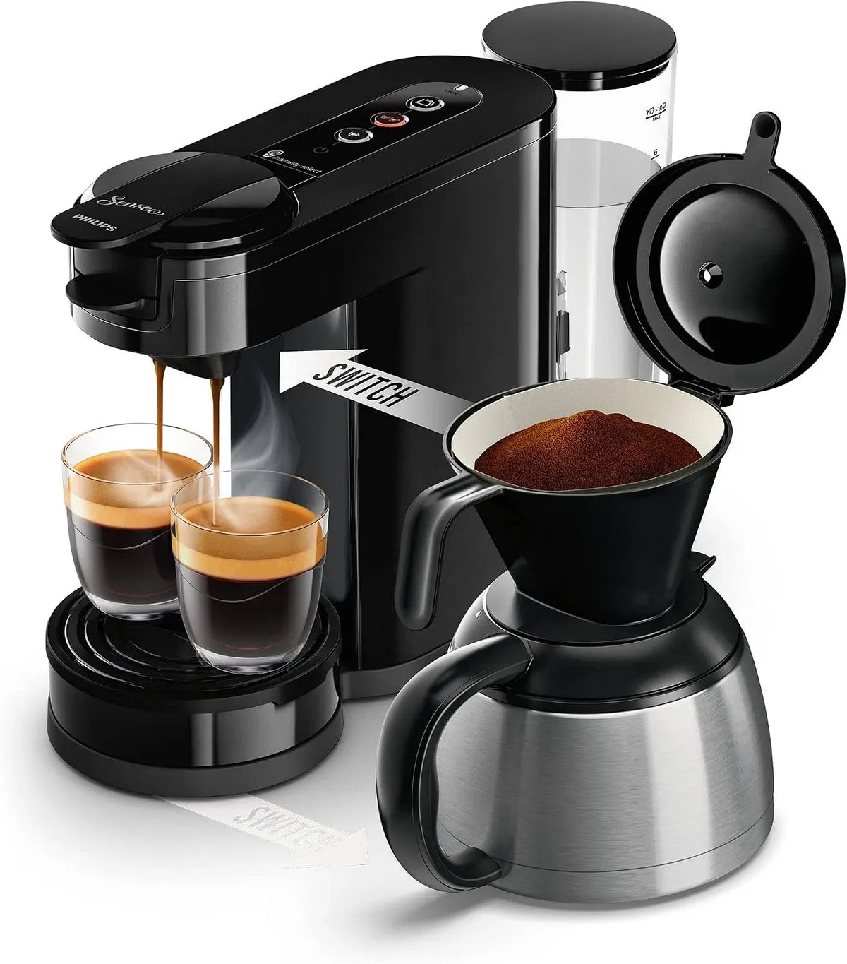 Philips HD6592/64 Machine à caf, filtre, machine à café électrique, 1 L, 7 tasses, grand réservoir, dalle IPS, noir