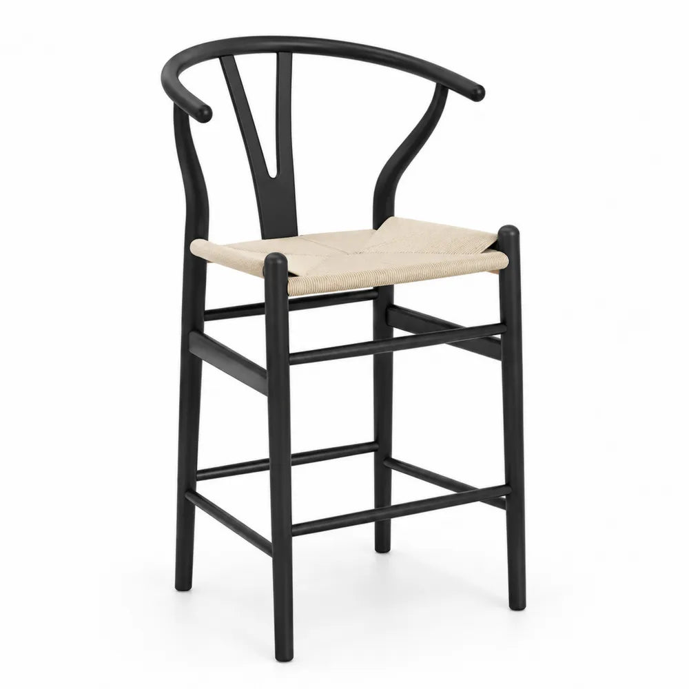 Chaise haute en bois avec assise en corde de papier 105cm