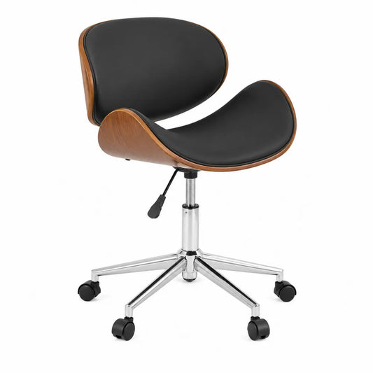 Chaise de Bureau en Bois et Similicuir Noir