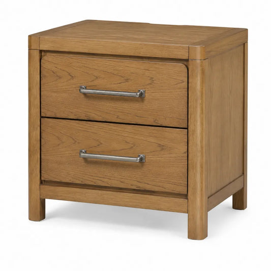 Table de chevet en chêne avec 2 tiroirs