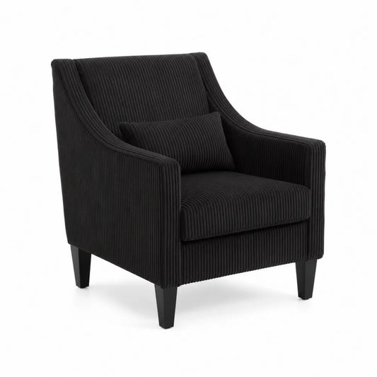 Fauteuil en tissu côtelé noir