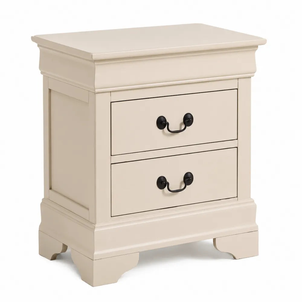 Table de chevet 2 tiroirs en bois Beige