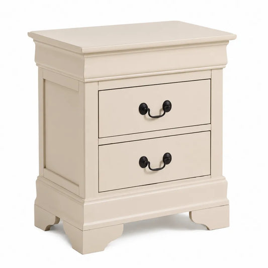 Table de chevet 2 tiroirs en bois Beige