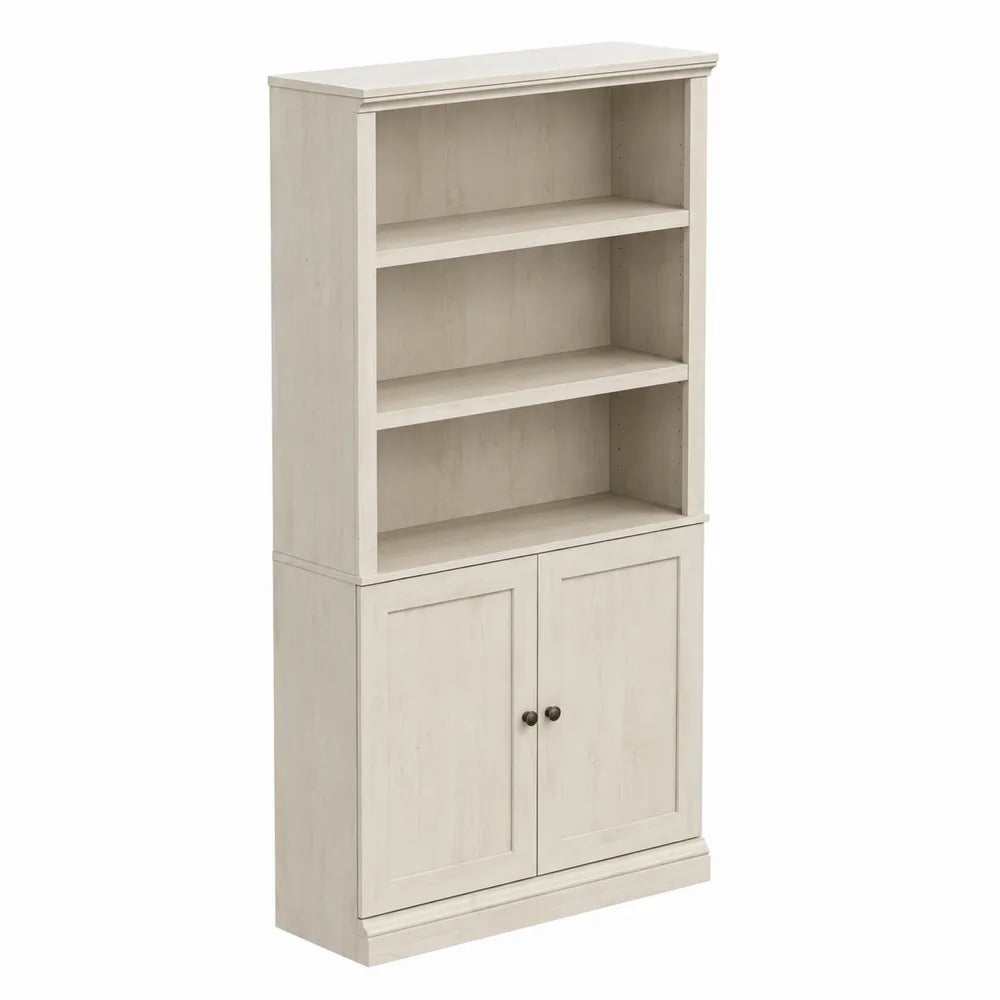 Bibliothèque en bois blanc avec étagères 180x80x30 cm