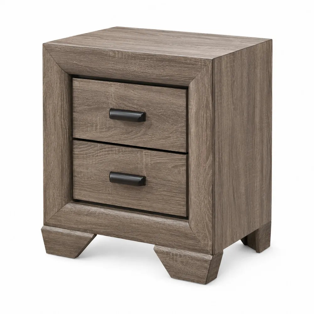 Table de chevet en bois avec 2 tiroirs en chêne clair