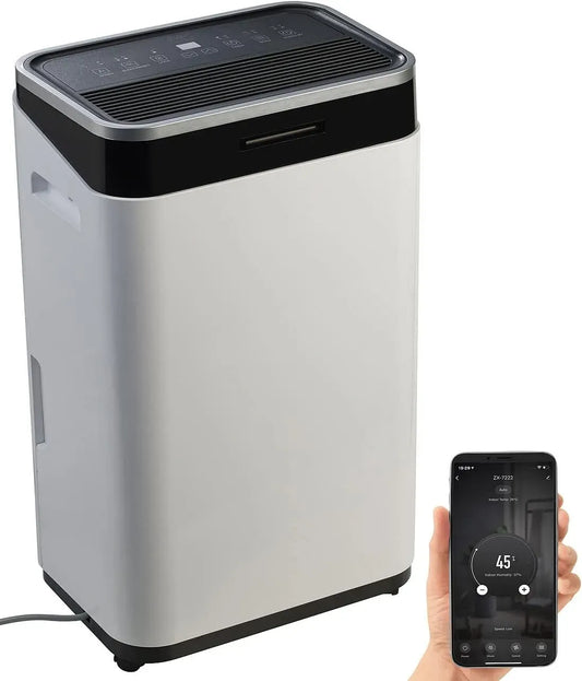 Déshumidificateur, 6 L, Déshumidificateur LFT-400.app, minuteur, grand réservoir, connecté 25 L/J avec minuteur et réservoir 6 L