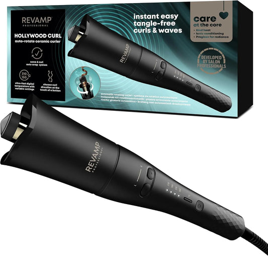 Tige Céramique Ionique, Boucleur à Cheveux Rotatif, pour Fer à Boucler Automatique Professionnel, Hollywood Curl Boucleur Automatique Fer à Boucler 25