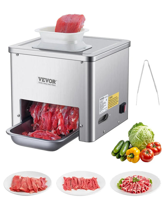 VEVOR machine à découper, trancheuse alimentaire, 550 W, 159 kg, 3,5 mm, professionnel, restaurant, acier inoxydable, pour aliments