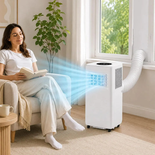 Climatiseur, 4000 W, 48 dB, portable, roulettes de déplacement, silencieux, Clim Mobile 4 en 1 Silencieuse 4000W