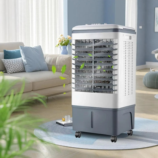 Rafraîchisseur d'air, 20 L, 3 vitesses, oscillation, grand réservoir, 2 Packs De Glace, Oscillation horizontale