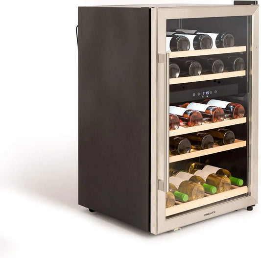 Cave à vin électrique, 128 L, 46 bouteilles, 100 W, 39 dB, éclarairage LED sans fréquence de lumiére bleue, sans CFC