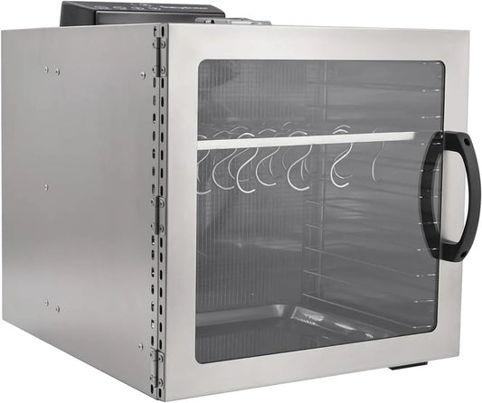 déshydrateur alimentaire, armoire, 42,5 L, 1000 W, 30 à 90 °C, minuteur, 2 zones de température, acier inoxydable, pour bœuf