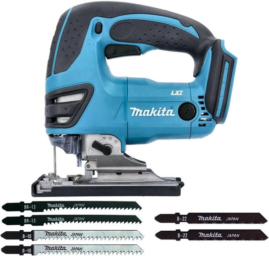 Makita DJV180ZX Scie sauteuse sans fil équipé de poignée supérieure 18 V LXT avec ensemble de 6 lames
