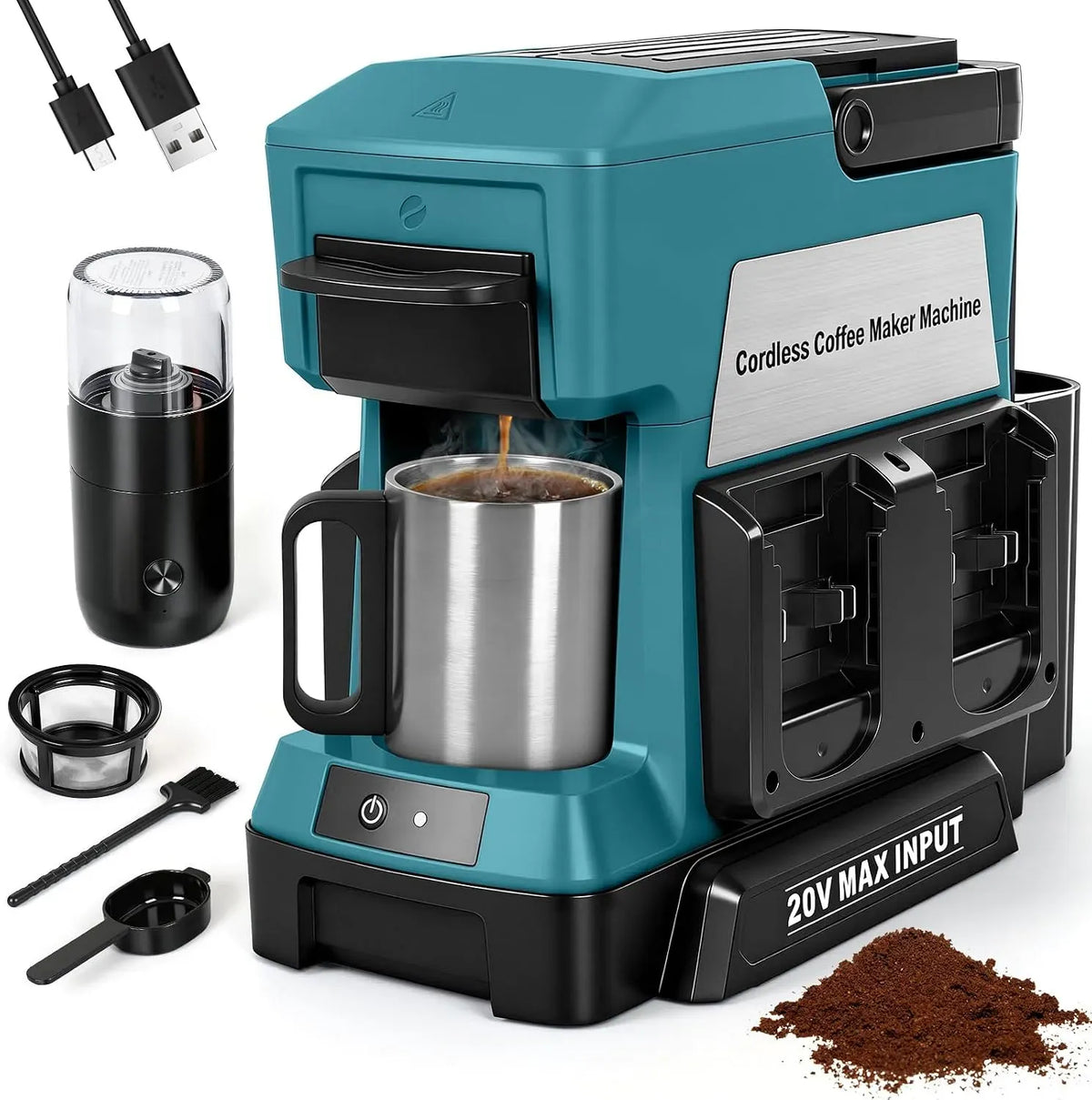 Makita Machine à caf, batterie, moulin, portable, broyeur à grains de café, machine à café électrique, 18 V, camping, sans fil