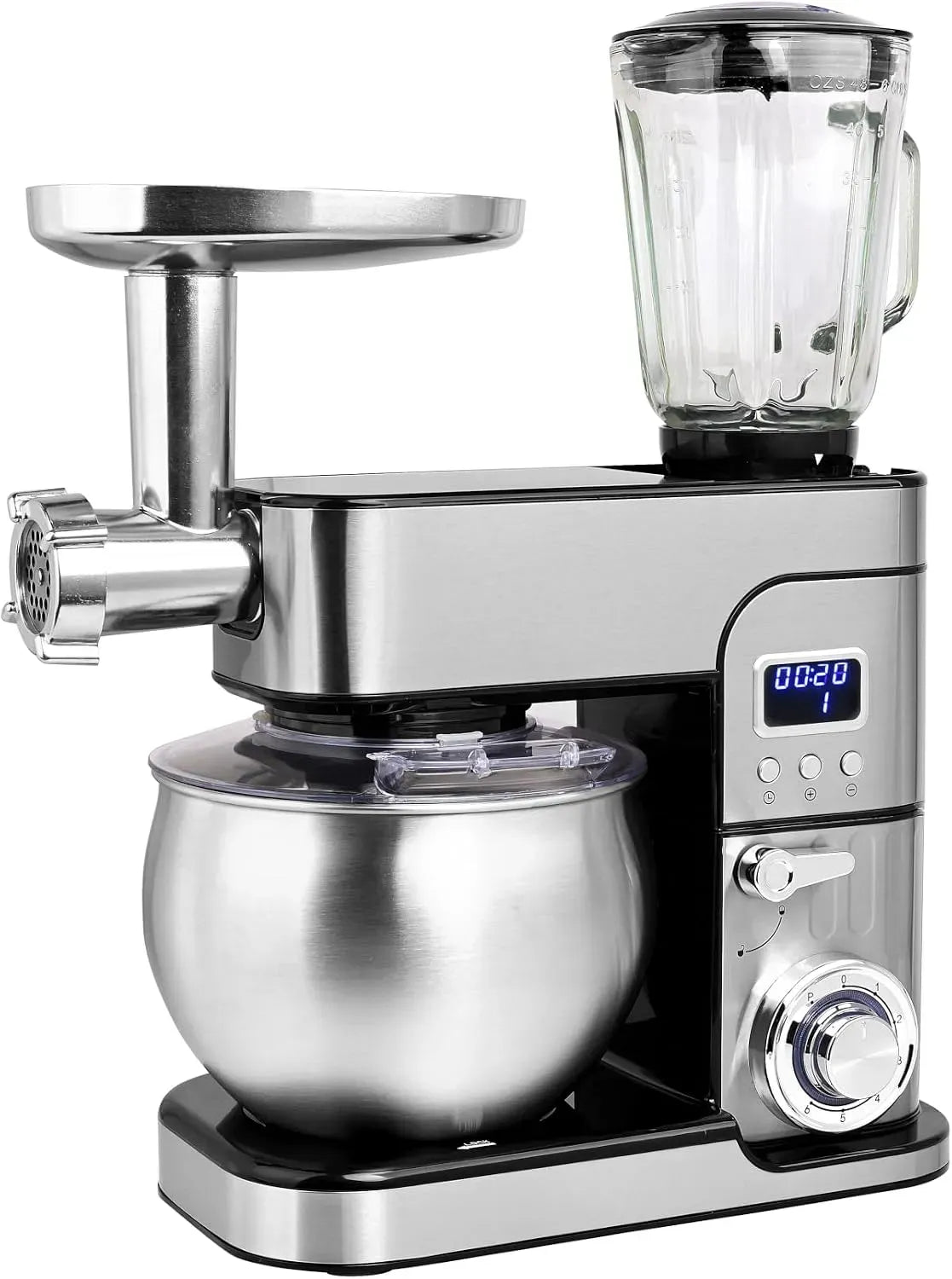 Robot de cuisine, 6 L, 1300 W, Robot SH-KM2206BG, acier inoxydable, pâtissier 1300W bol inox 6L, 6 vitesses + Pulse