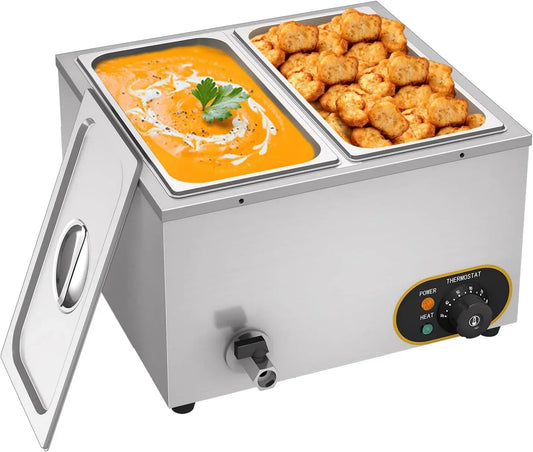 Chauffe-plats de buffet, 1500 W, professionnel, acier inoxydable, Bain Marie Électrique en Acier Inoxydable