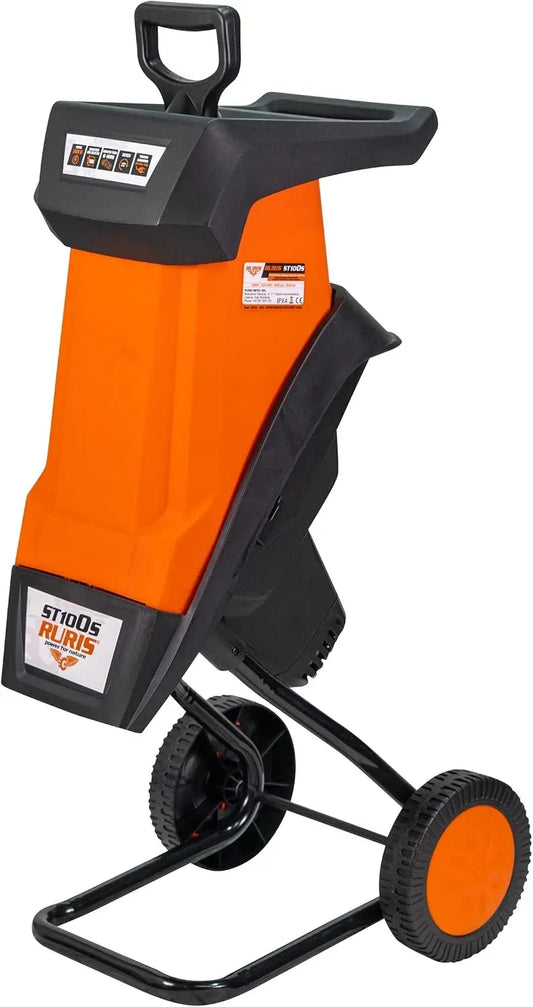 ST100s avec Un Sac de 50L, Orange, pour Power for Nature Broyeur Vegetaux Électrique de Jardin, 2400W, Branches Diamètre 40mm, Broie les branches