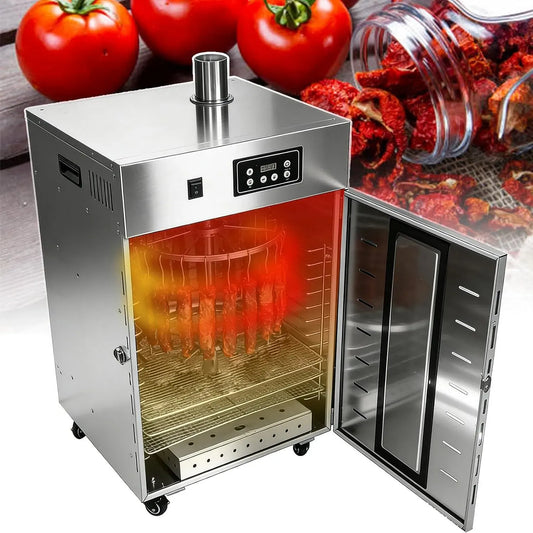 Contrôle De La Température, Fumage/Séchage Suspendu/Séchage À Plat, Déshydrateur Alimentaire Professionnel 3 en 1-10 Plateaux, Rotation À 360°