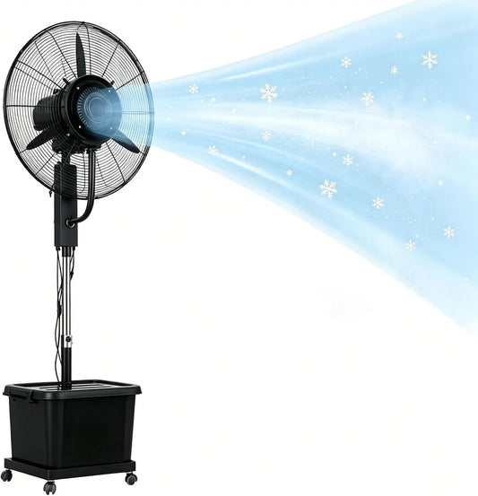 Rafraîchisseur d'air, 200 cm, 42 L, Ø 81 cm, extérieur, roulettes de déplacement, 3 vitesses, oscillation, Hauteur Réglable 160-200 cm