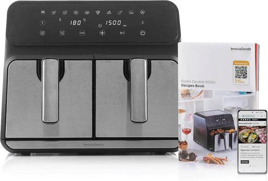 W 8 Friteuse sans Huile InnovaGoods Fryinn Double 8000 Noir Acier inoxydable 3400 L