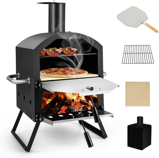 Four électrique à pizza, 54 x 31 x 72 cm, portable, extérieur, noir