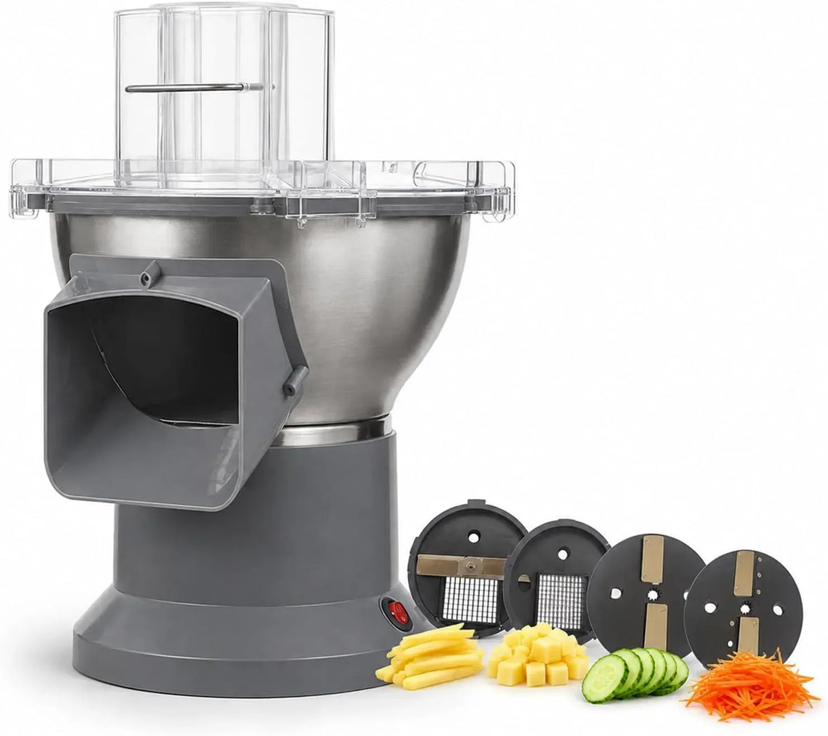 4-en-1 Hachoir et Coupe-légumes électrique, Pour trancher, bol en acier inoxydable 304, râper, lamelles/frites