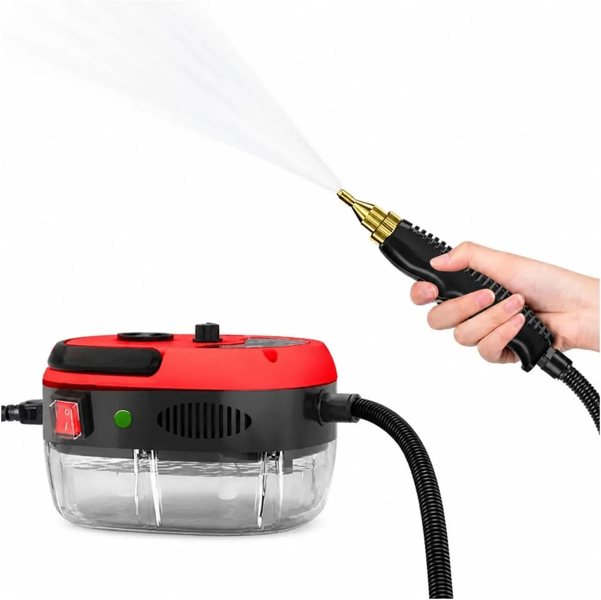 Hotte aspirante, 2500 W, hotte de cuisine, vapeur, 2 zones de température, rouge, Nettoyeur de vadrouille à vapeur
