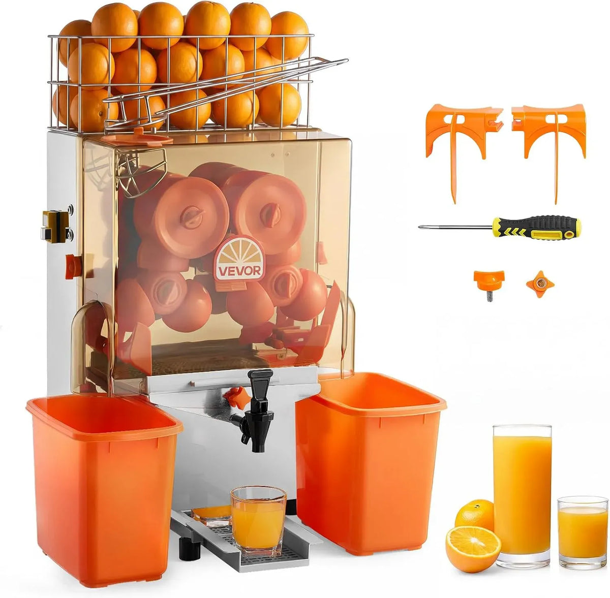 VEVOR Extracteur de jus, 120 W, professionnel, restaurant, Rendement Élevé de 20 Oranges/min, Pour Bar à Jus Restaurant Supermarché Primeur