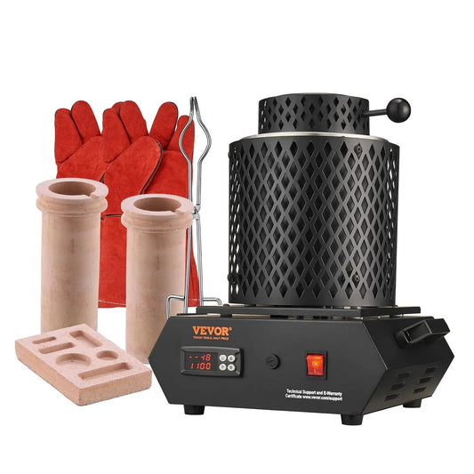 VEVOR Four électrique, 1350 W, 2 Creusets en Céramique 1 kg et 3 kg, 1150 ℃