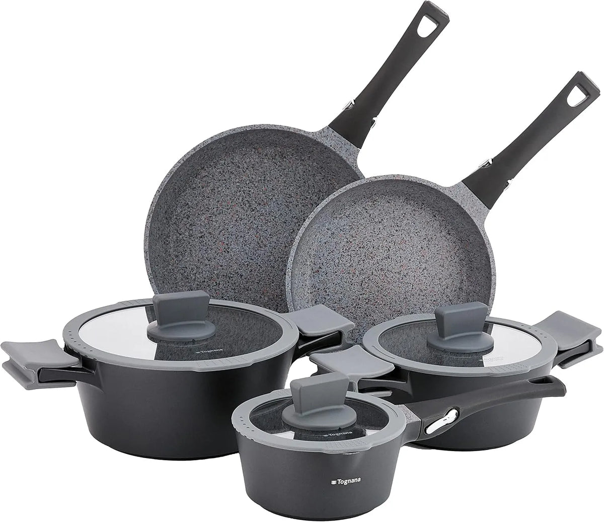 Ustensile de cuisson, noir, 3 couvercles en Verre, 8 pièces